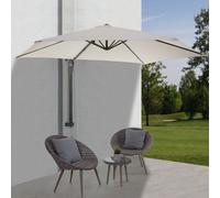 Paravent Casoria, Parapluie balcon Parasol, 3m inclinable, polyester alu/acier 9kg ~ crème