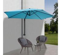 Paravent Casoria, Parapluie balcon Parasol, 3m inclinable, polyester alu/acier 9kg ~ turquoise