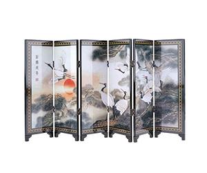 PARAVENT CHINOIS MINIATURE - Objet de Décoration - Motif Pins et Grues - Symbolisme Longévité - 24 cm de Hauteur