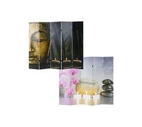 Paravent / cloison de séparation, 4 pans motif Bouddha 180x160 cm