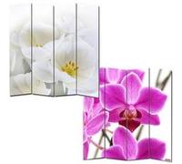 Paravent / cloison de séparation M68, 4 pans, 160x180cm, motif orchidée Multicolore G
