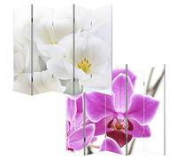 Paravent / cloison de séparation M68, 5 pans - 200x180cm, motif orchidée
