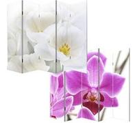 Paravent / cloison de séparation M68, 5 pans, 200x180cm, motif orchidée Multicolore
