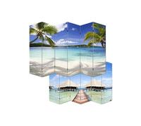 Paravent / cloison de séparation M68, 6 pans, 240x180cm, motif plage