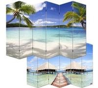 Paravent / cloison de séparation M68, 6 pans, 240x180cm, motif plage
