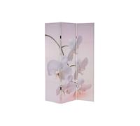 Paravent / cloison de séparation T233, 3 pans motif orchidée 180x120cm Multicolore
