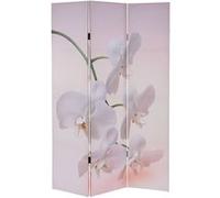 Paravent / cloison de séparation T233, 3 pans motif orchidée 180x120cm Multicolore