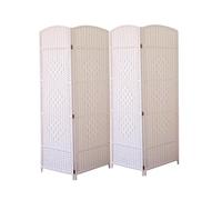 Paravent Court Pliable, Cloisons À 4 Panneaux en Bambou Et Rotin, Petits Paravents Bois, for L'école, La Maison, Maternelle, Le Bureau(White)