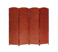 Paravent Court Pliable, Cloisons À 4 Panneaux en Bambou Et Rotin, Petits Paravents Bois, for L'école, La Maison, Maternelle, Le Bureau(Dark)