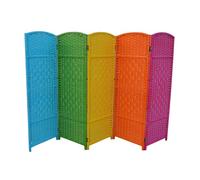 Paravent Court Pliable, Petit paravent à 5 Panneaux en Bambou et rotin, séparateur de pièce de 120 cm, for école, Maison, Maternelle, Bureau