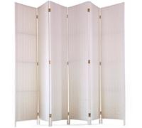 Paravent de 6 pans - Tressé en fibres naturelles - Blanc - H180 x L270 cm