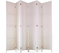 Paravent de 6 pans tressé en Fibres Naturelles Coloris Blanc - Dim : H180 x L270 cm - PEGANE -