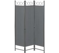 [en.casa] Paravent de Confidentialité à 3 Panneaux Séparateur de Pièce Élégant Brise-Vue pour Intérieur Extérieur Acier Polyester 171 x 120 cm Gris Foncé