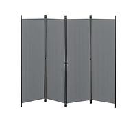 Paravent de Confidentialité à 4 Panneaux Séparateur de Pièce Design Brise-Vue pour Intérieur Extérieur Acier Polyester 171 x 200 cm Gris Foncé
