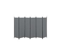 Paravent de Confidentialité à 6 Panneaux Séparateur de Pièce Brise-Vue pour Intérieur Extérieur Acier Polyester 171 x 300 cm Gris Foncé [en.casa]