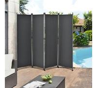 Paravent de Confidentialité Brise-Vue Séparateur à 4 Panneaux Résistant pour Extérieur Intérieur Acier Polyester 215 x 170 cm Gris [pro.tec] Gris G