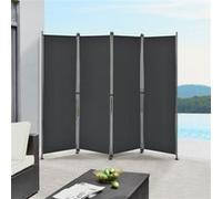 Paravent de Confidentialité Brise-Vue Séparateur à 4 Panneaux Résistant pour Extérieur Intérieur Acier Polyester 215 x 170 cm Noir
