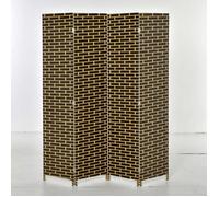 HOMCOM Paravent intérieur 4 Panneaux Pliables 180L x 180H cm séparateur de pièce Bois de peuplier Fibres de Papier tressée Chocolat Paille