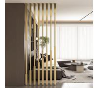 Paravent de confidentialité Moderne, 5/8 poteaux de séparation avec Pied réglable pour Chambre à Coucher, Bureau, Colonne de séparation Murale autoportante décorative, doré(5pcs-C,200cm/79in/6.6ft)