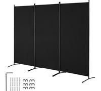 Paravent de séparation 260cm - 3 panneaux Bureau Noir - protection visuelle et aménagement de l'espace - concept d'espace flexible