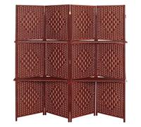 Paravent de séparation de pièce pliable à 4 panneaux en bambou - Cloison d'intimité autoportante pour une utilisation en intérieur Couleur café (1,7 x 1,5 m) - Séparateur mural élégant pour la maison
