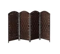 Paravent De Séparation Pliable en Osier Tressé, Idéal for La Maison, Le Bureau, Jardin Ou Terrasse(Color-1,100X30CM-4 Piece)