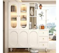 Paravent de séparation pour entrée avec Espace de Rangement - Cloison de confidentialité Moderne en Bois autoportante, adaptée à l’entrée, au Salon, au Bureau(160cm/63in)