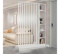 Paravent de séparation sur Pied pour entrée avec étagères - cloison d’intimité à Lattes en Bois, décoration d’entrée, adaptée aux Salons de thé, cafés, hôtels et Studios(B,140cm/55.1in)