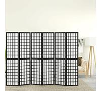 Paravent de style japonais pliable 240 x 170 cm noir séparateur de pièce avec design Shoji en bois de sapin massif et papier de riz translucide pour brise-vue