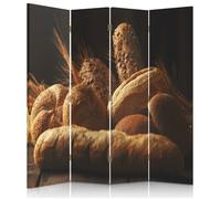 Paravent déco intérieur double face 360° Cloison de séparation Impression sur toile 145x150 CUISINE PAIN COMPOSITION JAUNE NOIR