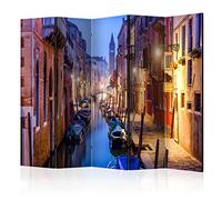 Paravent déco / Paravent réversible B&D XXL - Paravent intérieur à deux côtés 225x172 cm - Séparateur de pièce pliable - Architecture bateaux ville nuit rivière lumière venise italie c-B-0055-z-c