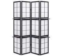 Paravent Décoratif à 4 Panneaux Pliants en Bois de Pin Ton Noir 170 x 120 cm Gomagoi