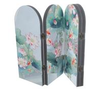 Paravent Décoratif Chinois Pliant à Lotus Miroir, 4 Panneaux Acrylique | Séparateur de Bureau Discret, pour Étagères et Plateaux, Style Asiatique Traditionnel, Décor D'espace