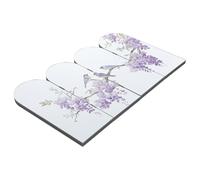 Paravent Décoratif de Table Asiatique Pliable à 4 Panneaux en Acrylique | Surface Miroir, Motif Floral et Oiseaux Vintage, Léger et Peu Encombrant, pour Maison ou Salon de Thé