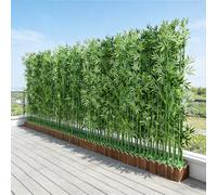 Paravent d'intimité extérieur en faux bambou - Hauts bambous artificiels en jardinière pour terrasse, balcon ou jardin - Cloison décorative résistante aux intempéries(50 cm Base+11 Bamboo,1.5m/4.9ft)