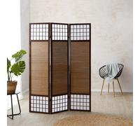 Paravent Diviseur Cloison Séparateur Interieur Noir Brun Bois Bamboo Homestyle4u
