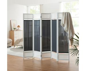 Paravent Dorotea bambou 200 x 170 cm blanc gris foncé