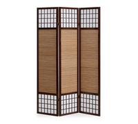 Paravent Diviseur Cloison Séparateur Interieur Noir Brun Bois Bamboo Homestyle4u