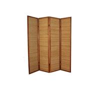 Paravent en bois brun avec bambou de 4 pans --