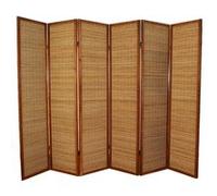 Paravent en bois brun avec bambou de 6 pans -PEGANE- brun G