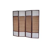 Paravent en bois brun avec bambou Spécial taille 2 m de 4 pans --