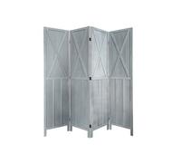 Paravent Pegane Paravent en bois de 4 pans gris brocante - Hauteur 170 x Longueur 160 cm --