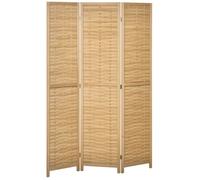 Paravent en bois - HOMCOM - 3 panneaux - 120 x 170 cm - séparateur de pièce pliable - en bambou - naturel clair