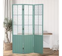 Homestyle4u 2013 - Paravent - Séparateur de pièces en bois - Turquoise - 3 compartiments