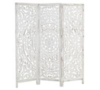 Paravent en manguier sculpté blanchi