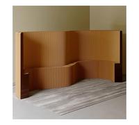 Paravent En Papier Rétractable De 2 À 7 M Avec Étagère De Rangement, Cloison Décorative Déformable Et Pliable Pour Préserver L'Intimité, Imperméable Et Stable, Marron - 6 X 1,5 M / 19,69 X 4,92 Pi,Br