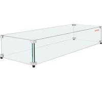 Paravent en verre VEVOR pour table de foyer rectangulaire 798 x 317 x 165 mm, vitre en verre trempé stable et épaisse de 8 mm avec support d'angle en aluminium dur et pieds en caoutchouc, facile à mon