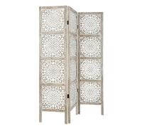 Atmosphera Paravent Etnik en bois sculpté blanchi H 169 cm G