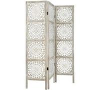 Paravent etnik en Bois sculpté et blanchi H 169 cm G