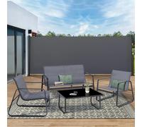 Paravent ext?rieur r?tractable 180 x 500 CM gris anthracite store lat?ral Gris
